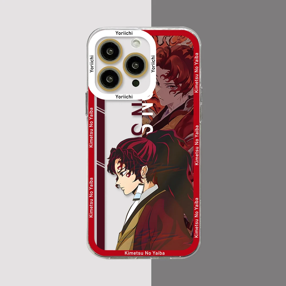 Hot Anime Demon Slayer Tanjirou custodia per telefono per iPhone 15 14 13 12 11 Mini Pro Max X XR XSMax 6S 7 8 Plus SE20 Cover trasparente