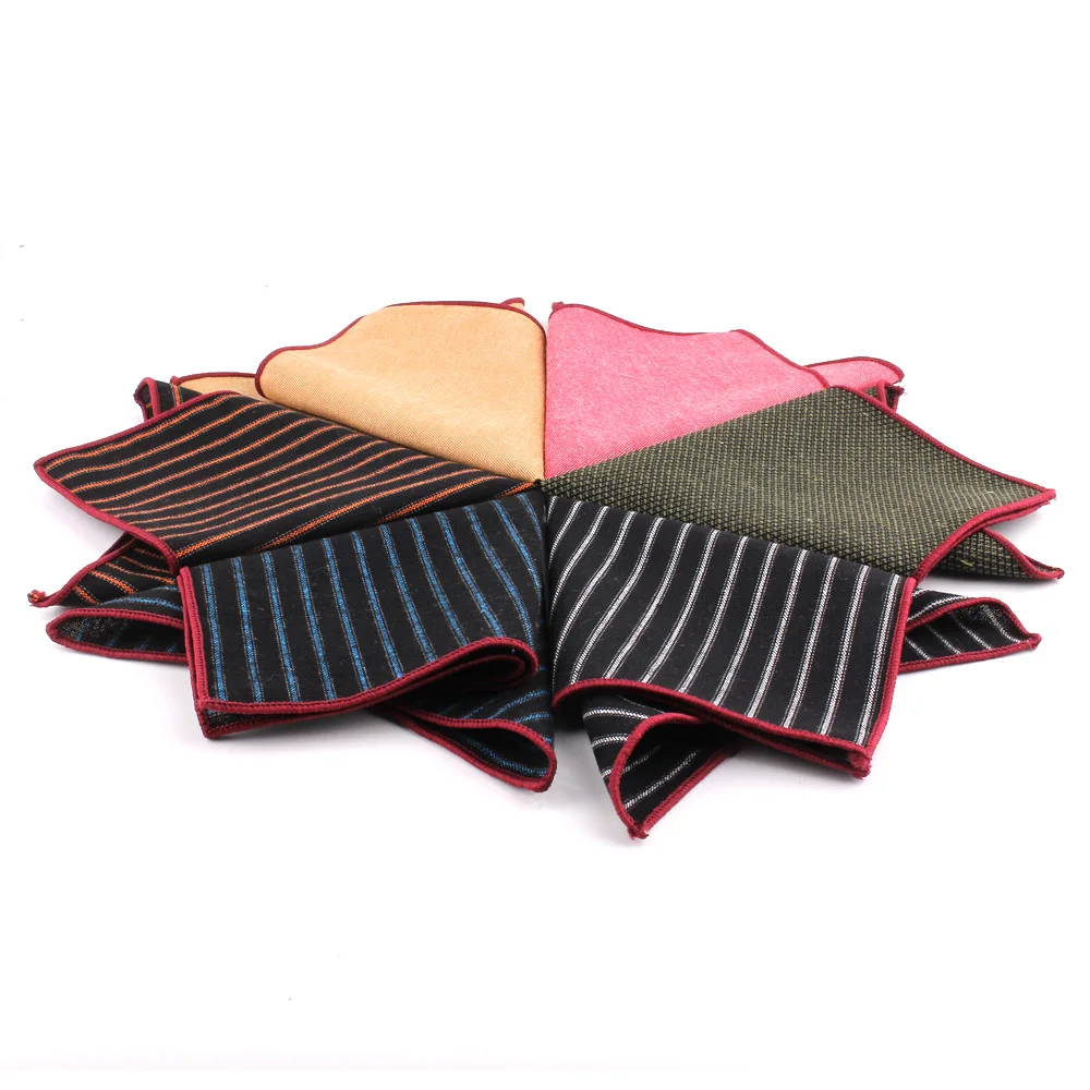 New Pocket Square For Men Women Striped Chest Towel Wedding Kerchief Gentlemen Hankies Men's Solid Handkerchief Pocket Towel