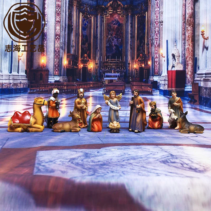 Classical Camel Nativity Set - Christmas Resin Figurines, Manger Scene Gift Box, Handcrafted Decor