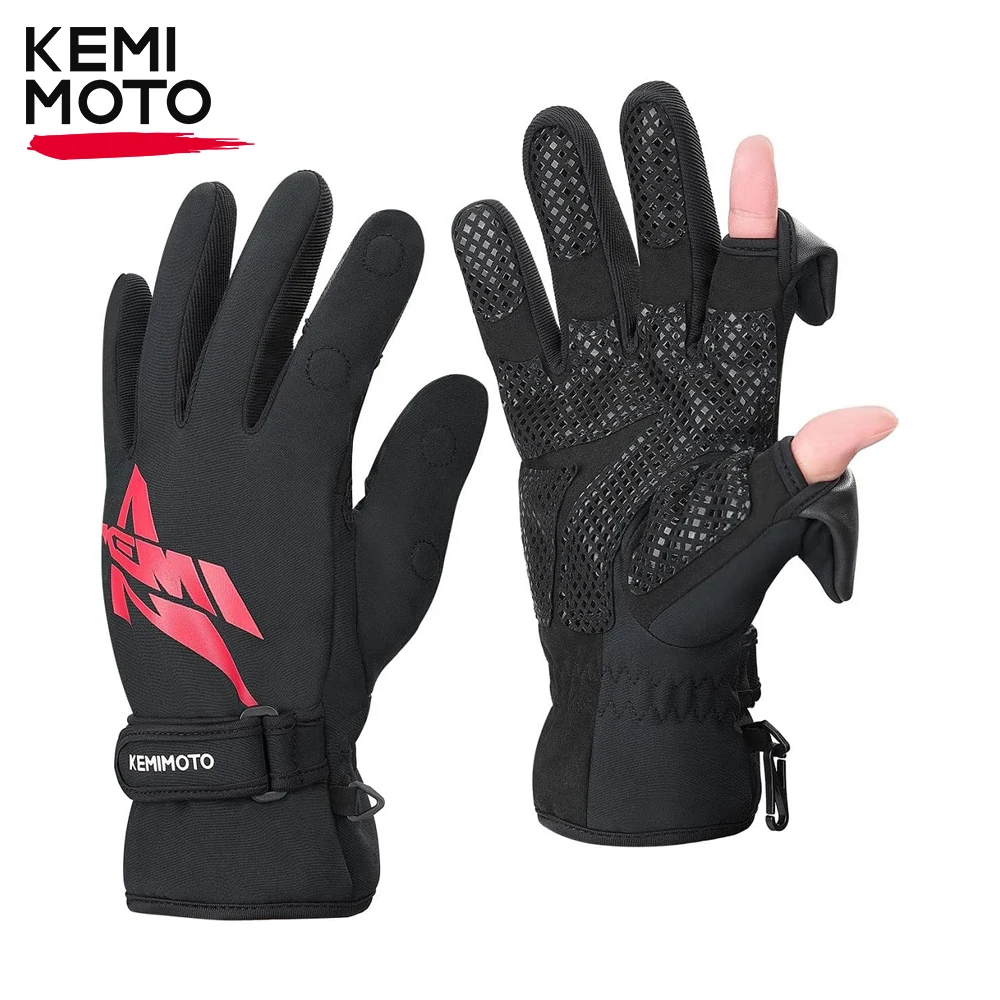 KEMIMOTO gants de pêche d'hiver coupe-vent gants pour temps froid pour hommes imperméable thermique pour cyclisme randonnée ski en plein air