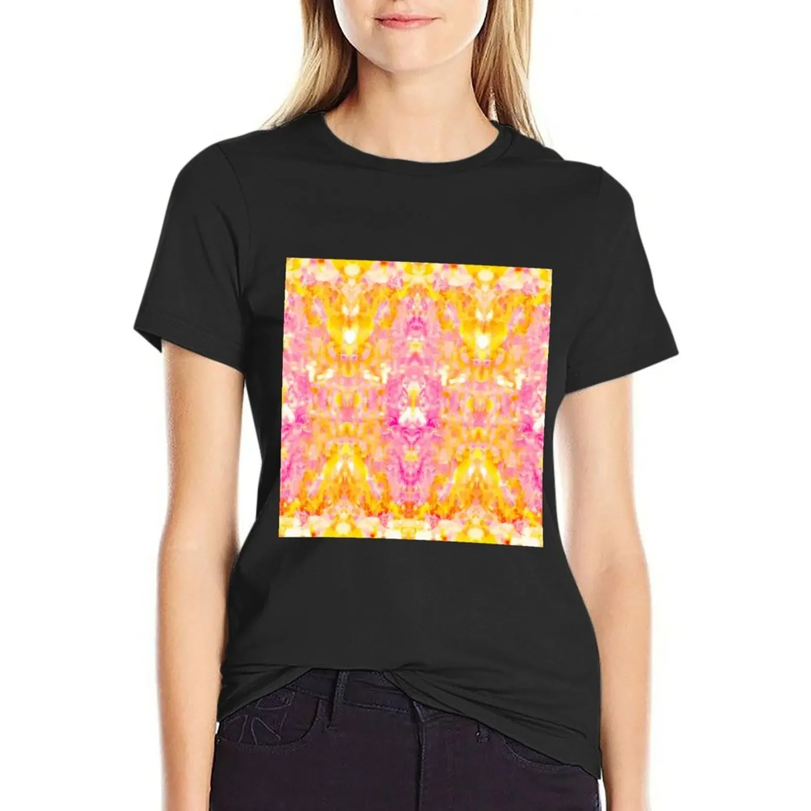 

Golden Pink Ray T-Shirt plus size tops vintage animal prinfor t-shirt dress for Women long