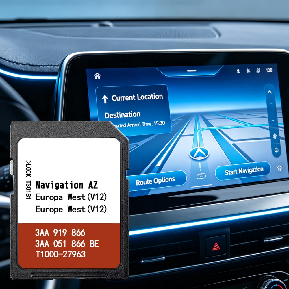 RNS315 Update AZ V12 Westeuropa-Karte für VW Tiguan Passat Jetta Polo Sharan Auto-GPS-Navigations-SD-Speicherkarte 3AA051866BE