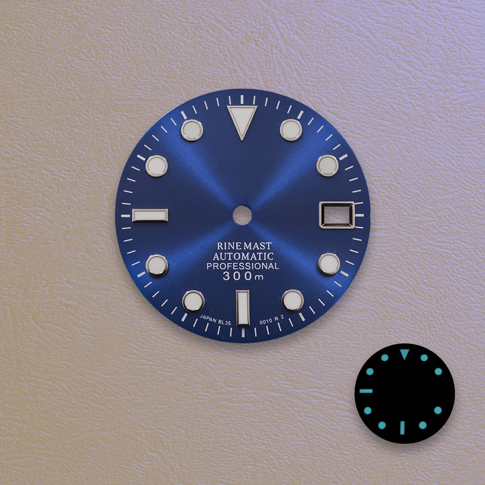 Best sellers 28.5mm S Logo MARINE Dial Ice Blue Noctilucentnt Suitable for NH35 NH36 Movement Watch Modification Accessories