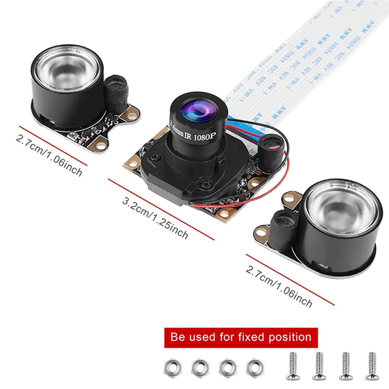 Elegante-para câmera raspberry pi 4b com suporte e cabo módulo de câmera ir 5mp ov5647 webcam comutação automática entre dias