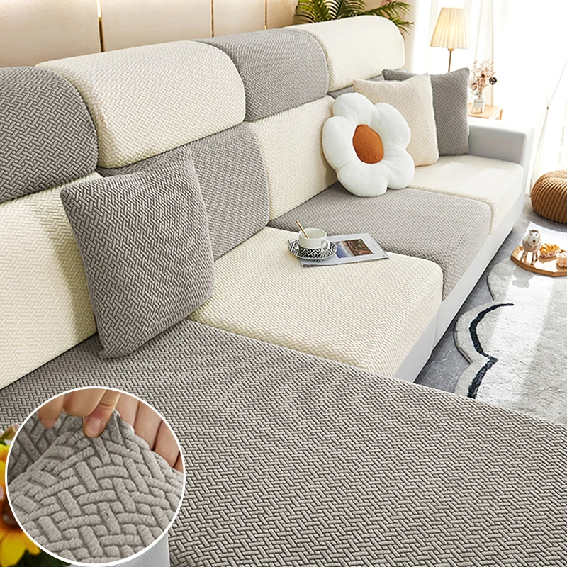 1 Stück Einfarbiger Elastischer Sofabezug Wohnzimmer Rutschfester Langlebiger Sofaschutz Waschbarer Abnehmbarer Couch-Sitzbezug Einfarbig