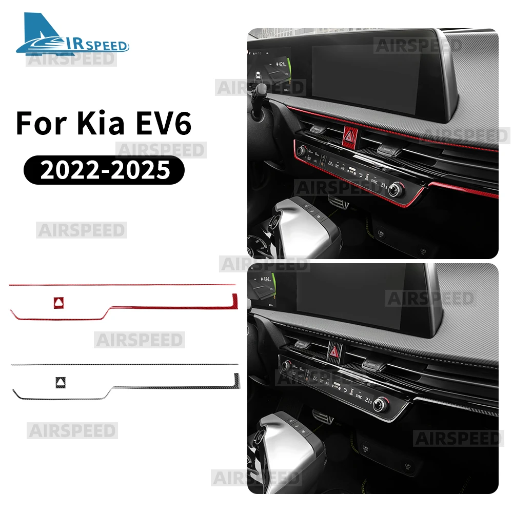 

Для Kia EV6 GT EV 2022 2023 2024 2025 Наклейка из настоящего мягкого углеродного волокна LHD RHD Автомобильная пассажирская воздуховыпускная полоса Внутренняя отделка