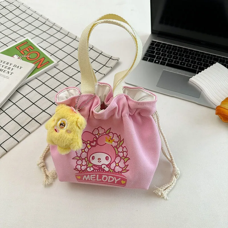 New cartoon cute  Sanrio Hello Kitty My melody cinnamoroll children's fashion portable canvas storage drawstring retractable bag