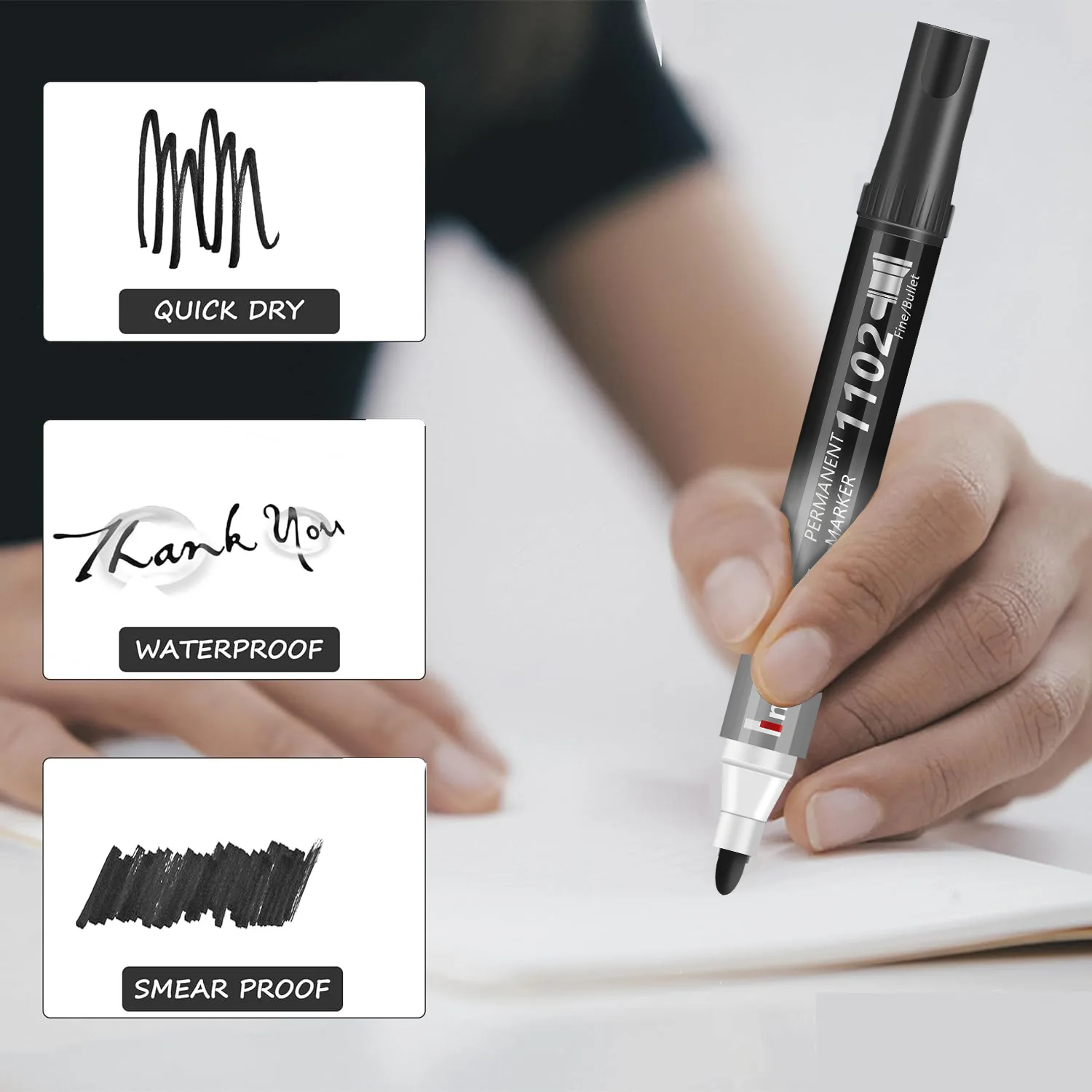 4/12Pcs Permanent oily Marker Pen Waterproof Markers Crude Nib Waterproof & Smear Proof ink,Quick Drying 2-3mm Color Marker Pens