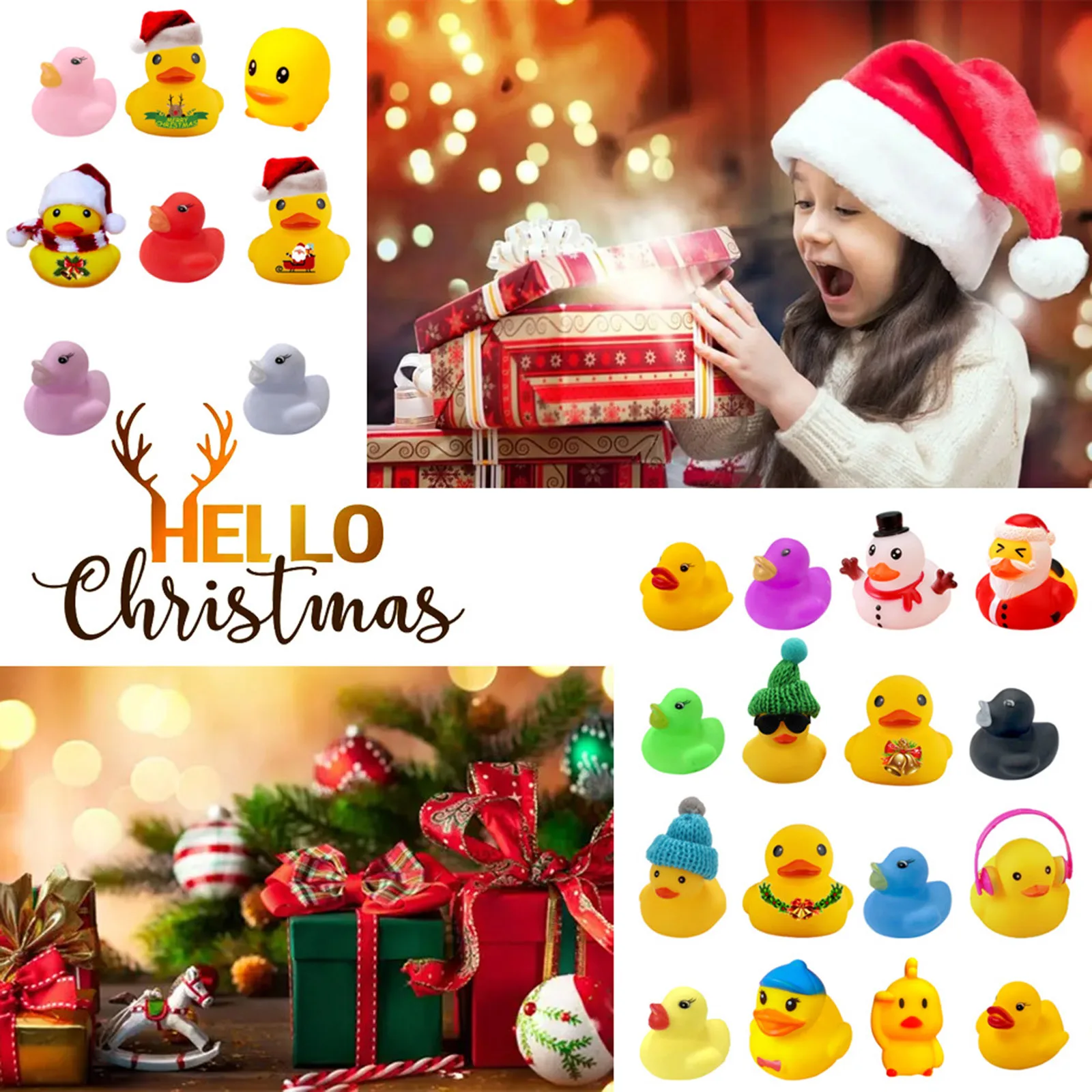 Temporizador para niños Calendario de Adviento de pato 2025 24 días Cuenta regresiva navideña Juego de pato de goma Caja de regalo Reloj de cuenta regresiva de Navidad Digital