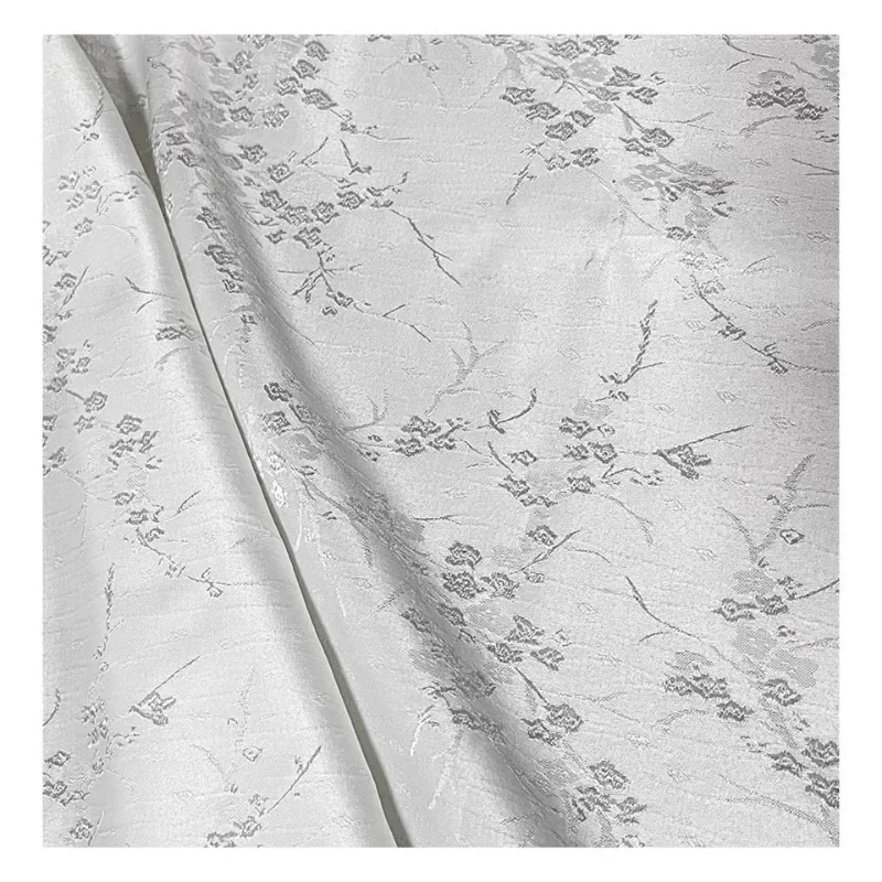 Jacquard Fabric White Plum Blossom Dark Embossed Cheongsam Suit Designer Cloth Diy Apparel Sewing By Meters Pure Rayon Material