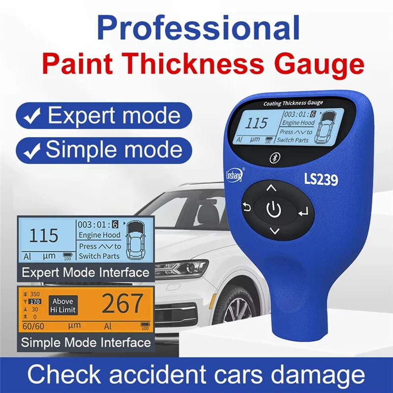 A84E-Тестер автомобильной краски LS239 Измеритель толщины покрытия 0,0-5000 кюм Обновление Профессиональный высокоточный измеритель краски