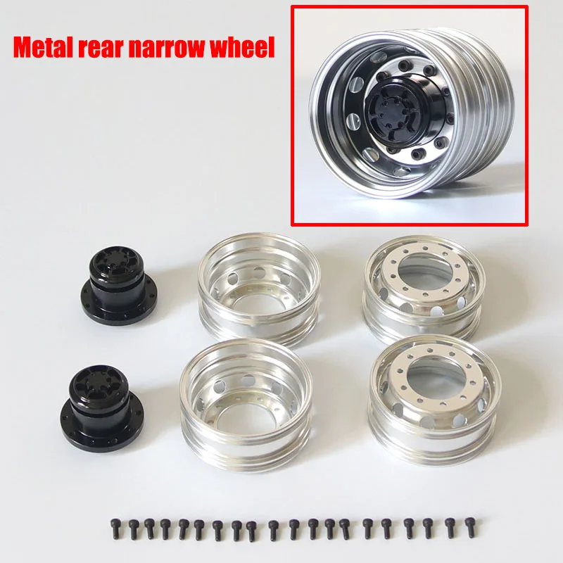 

1:14 RC Truck Metal Wheel Drum Rear Narrow Hub Rim for 1/14 Tamiya Trailer Tipper Scania Benz Actros Volvo MAN LESU Car Parts