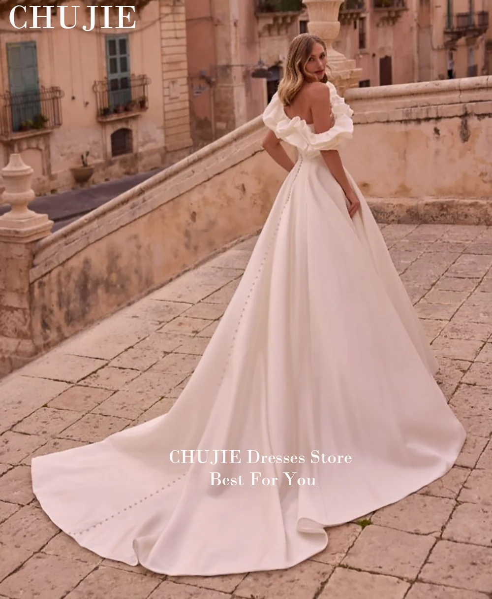 

Customized White Long Wedding Dresses 2025 Satin Prom Dress With Train Modest One Shoulder Evening Gowns Moroccan Party Dress