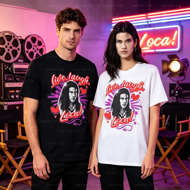 Live Laugh Loca Funny Jacob Airbrush Design Movie T-Shirt Y2k Vintage 2000's Style 2010s Romantic Movie Graphic Tee Shirts Gifts