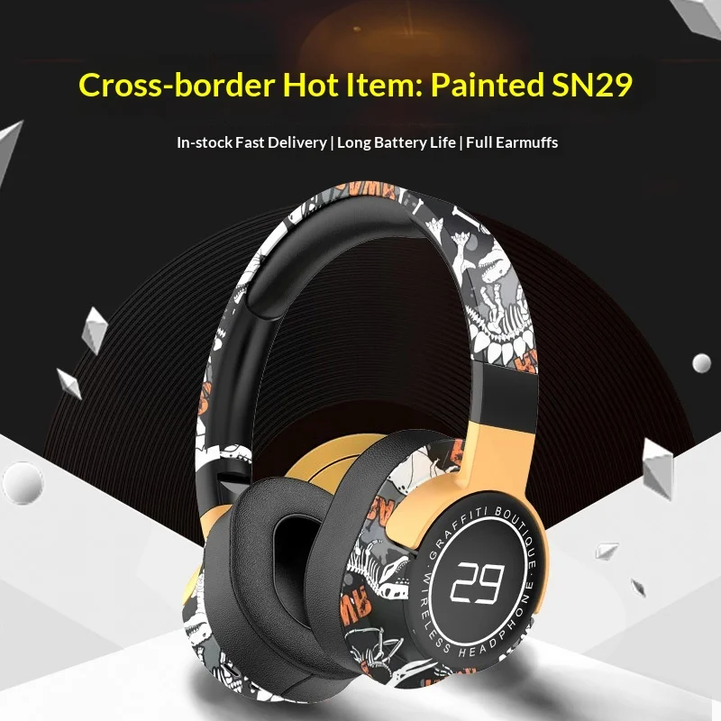 

Беспроводные Bluetooth-наушники Fmouse Sn29 Graffiti Over Ear с глубоким звучанием, эргономичные, с мягкими амбушюрами из протеиновой кожи, для спорта и повседневного использования