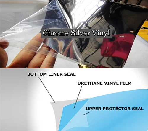 Imagen 2 del producto 60 ""envoltura de espejo cromado plateado película de revestimiento de vinilo pegatina rollo de calcomanía hoja con sin burbujas de aire 150cm