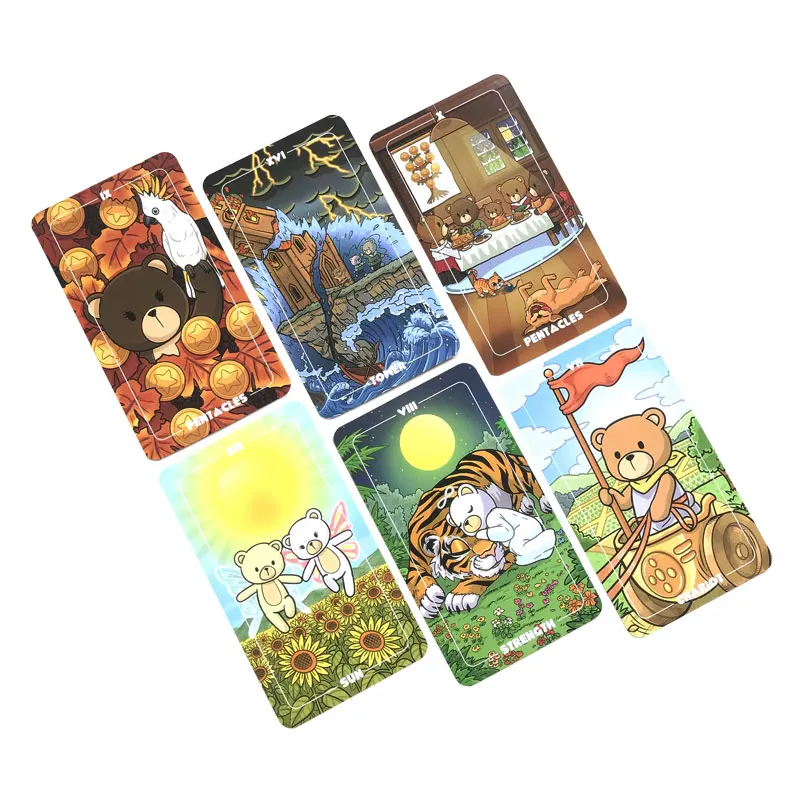 Hot sales Teddy Tarot Oracle Card Fate Divination Prophecy Card Family Party Game Toy Tarot 78 Card Deck