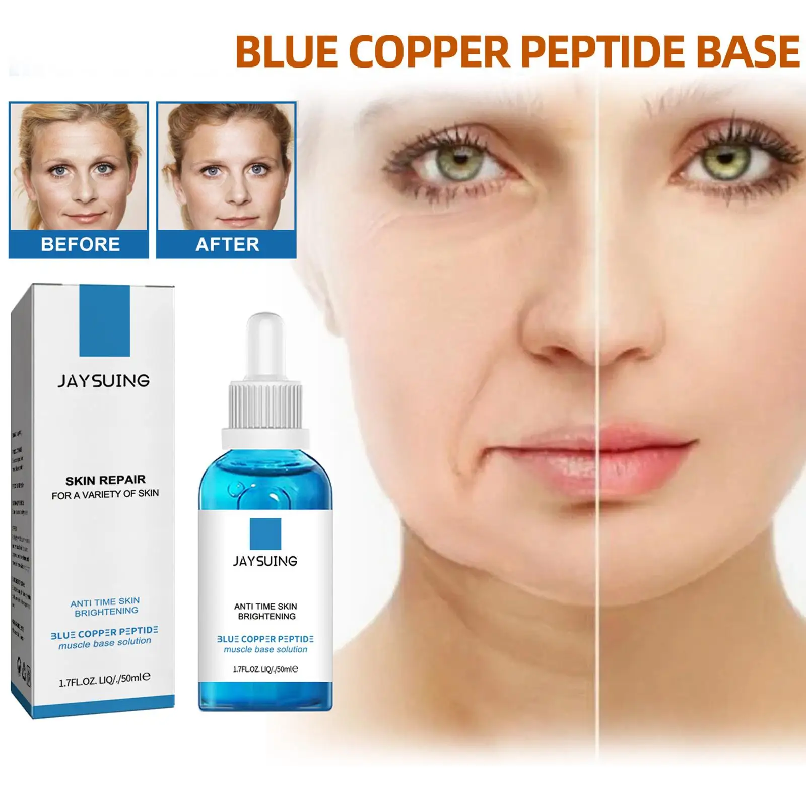 50ml Anti-Aging Face Serum Blue Serum Blue Peptides Repair Peptide Moisturize Essence Tighten Facial Essence Face N7D3