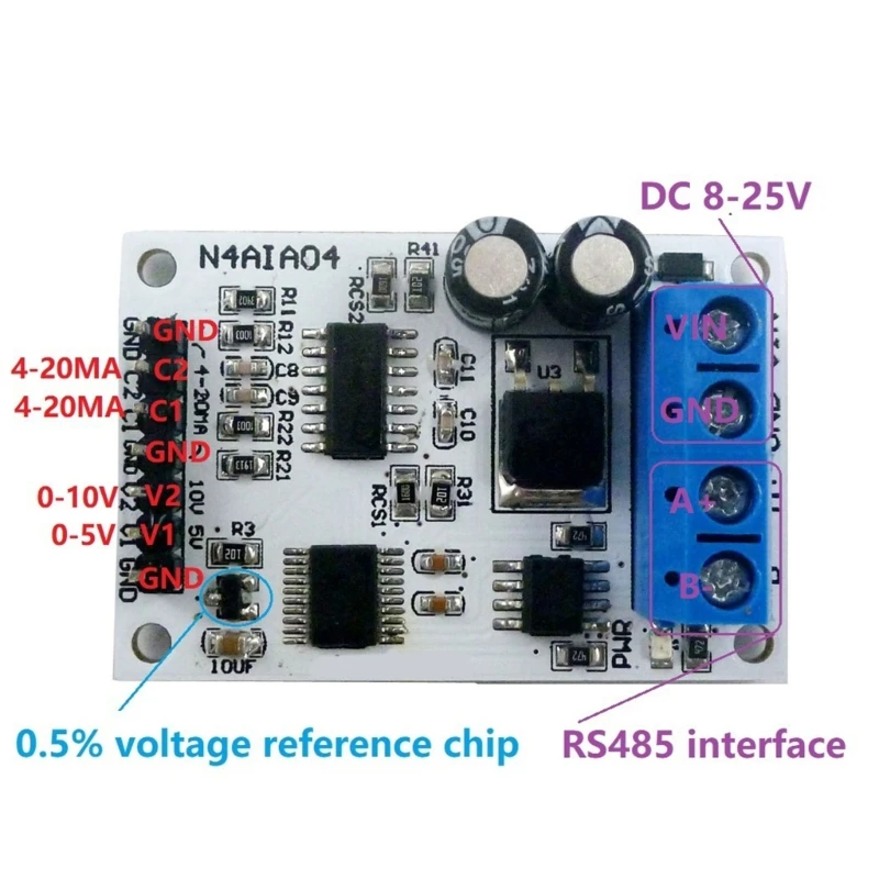 Modul Akuisisi Arus Tegangan RS485 Baru 2024 Instruksi MODBUS RTU Mendukung Banyak Perangkat MODBUS RTU CommandMode