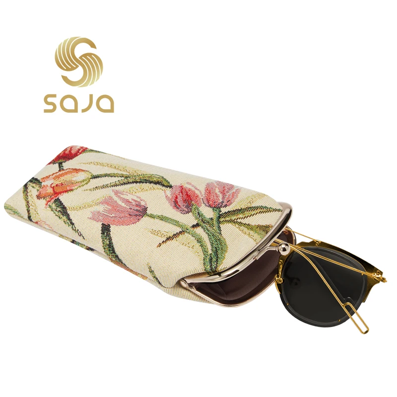 

SAJA Women's Glasses Case Tapestry Bag Tulip Flower Sunglasses case Pouch Wallet Case For Kids glasses stationery granny pouch