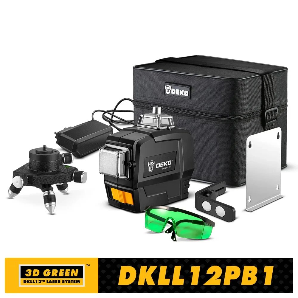 DEKO DKLL12 serie Laser Level strumenti di costruzione professionali 12 linee verde autolivellante 360 4D potente treppiede di misurazione