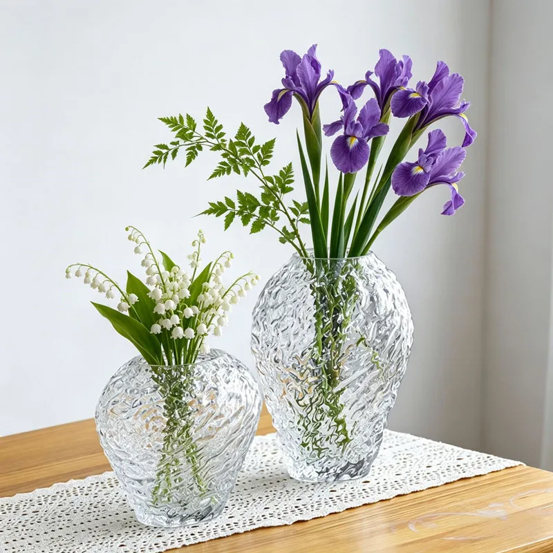 Modern Glass Vase Flower Arrangement Decoration Items Home Livingroom Cabinet Furnishing Crafts Cafe Office Desk Accessories Art