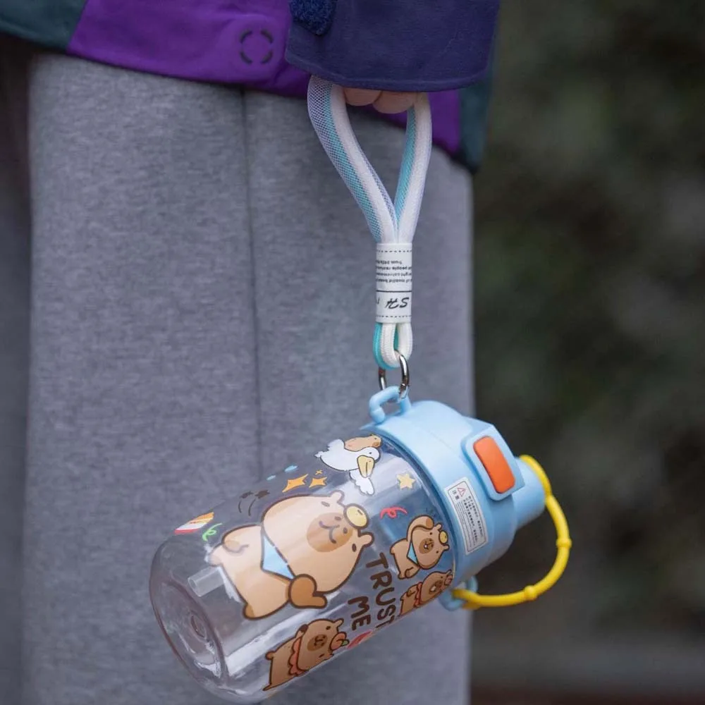 

Large Capacity Capybara Water Bottle PP Straw TPR Cartoon Children Cup Leak-proof Detachable Handhold Portable Bottle Sports