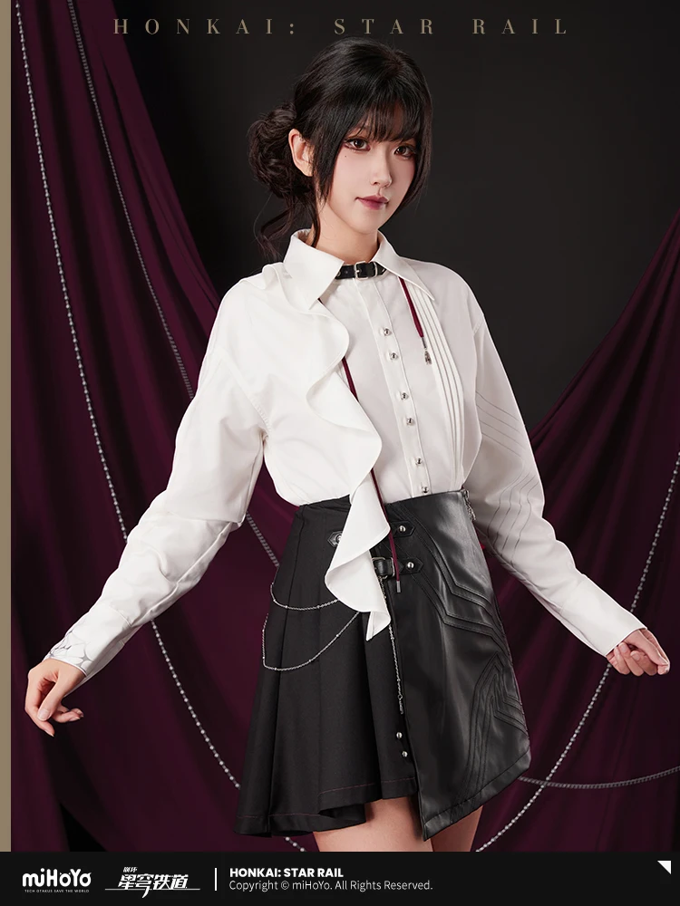 Pre-sale MiHoYo Official Kafka PU Skirt Game Honkai Star Rail Cosplay Costume Fashion Black Daily Wearing Black Dress Gifts