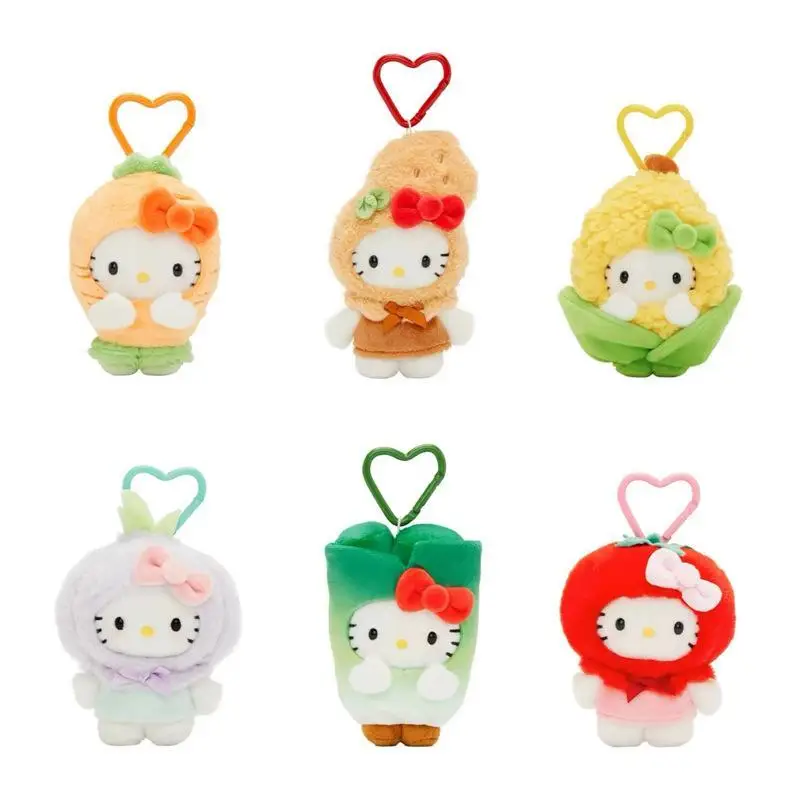 Hello Kitty Key Chain Stuffed Toys Sanrio Fruits and Vegetables Pendant Anime Kuromi Plush Keychain Cute Doll Backpack Pendant