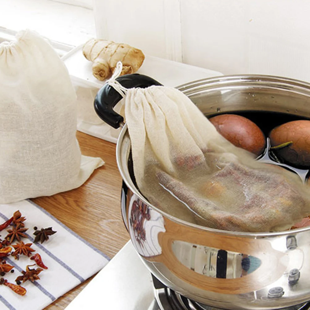 

20 Pcs Pure Cotton Drawstring Filter Bag Bags for Nut Milk Soup Strainer Tea Fruit Juice Household Strong Filtration