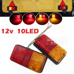 2Pcs Trailer Tail Lights 12V 10LED Lamp Trailer Tractor Turn Signal Brake Light Red Amber For Car Truck Caravan Bus Tractor