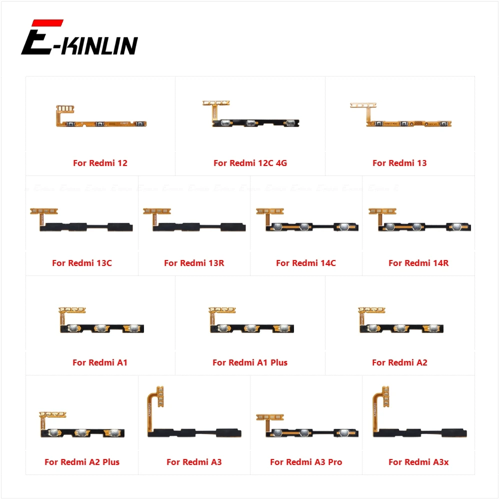 كتم التبديل مفتاح الطاقة على إيقاف حجم زر التحكم الكابلات المرنة ل Xiaomi Redmi 12 12C 13 13C 13R 14C 14R A3x A1 A2 A3 Plus Pro