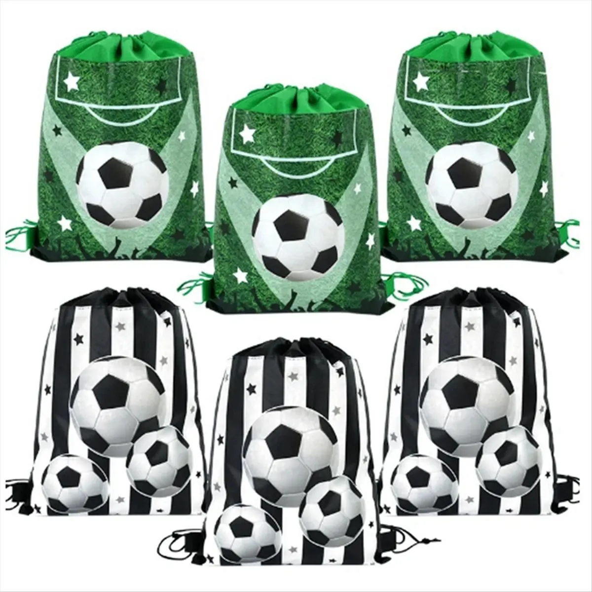 12Pcs Football Party Favors Drawstring Bags Soccer Ball Gift Goodie Bag Kids Sports Theme Party Decoration Supplies B &LICG