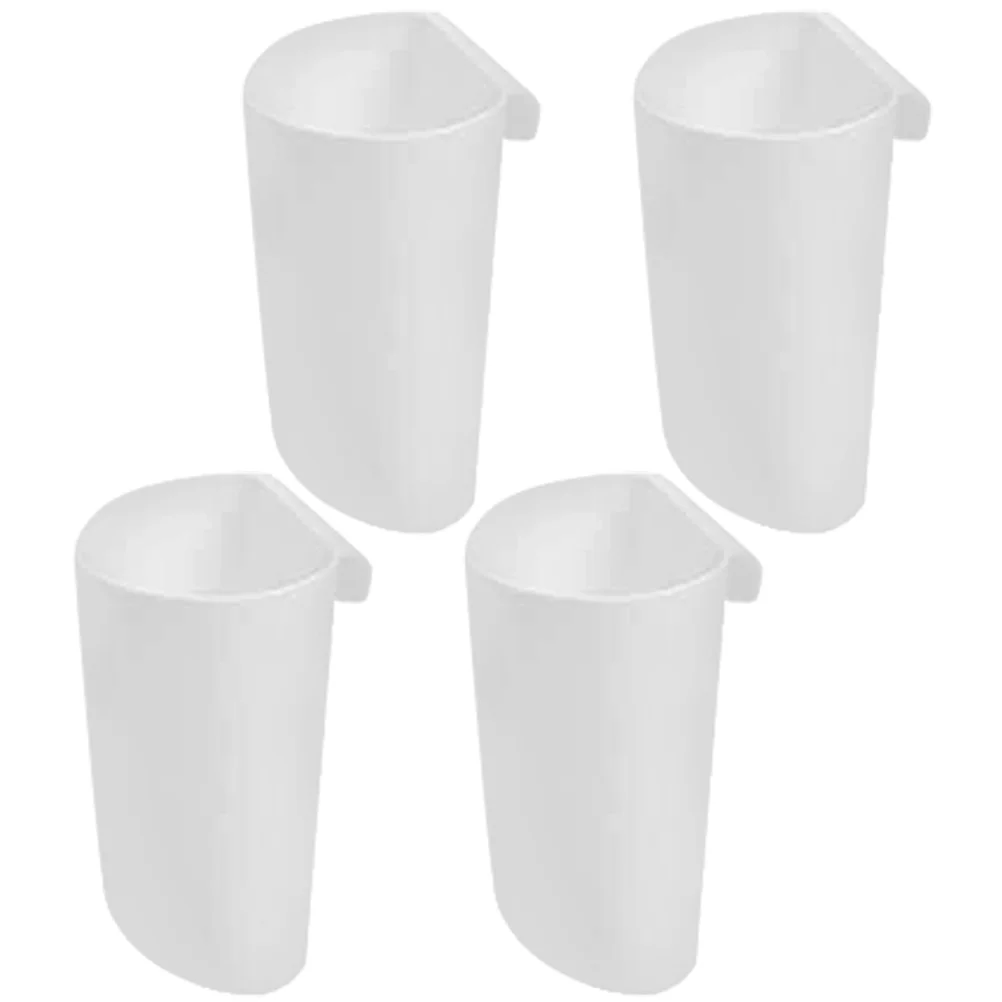 

4 Pcs White Storage Basket Hanging Cup Holder for Rolling Cart ganizer Bins Container Trash Can Plastic Countertop Small Trolley