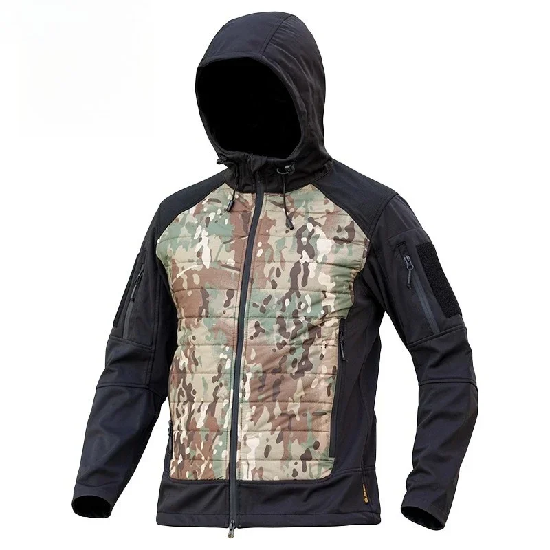 

Man Keep Warm Windproof Waterproof Hood Coat Outdoor Hiking Mountaineering Outerwear Cotton Tactical Camo Autumn WinterJacket