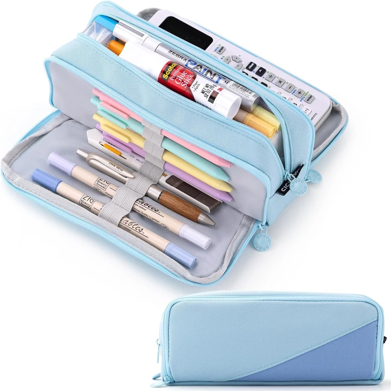 

Big Capacity Pencil Case 3 Compartments Pen Pouch Bag Multifunctional Organizer for School Office