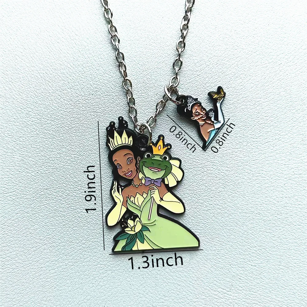 Disney The Frog Tiana Princess Anime Cartoon Metal Necklace Gifts for woman girl