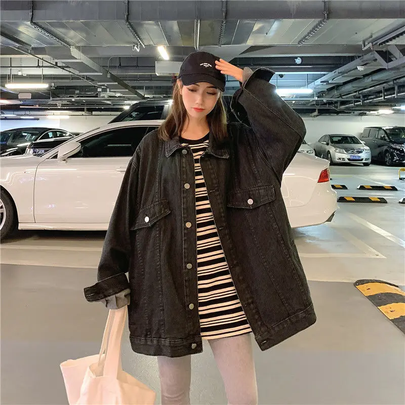 All Season Women Cowboy Coats Jackets Spring and Autumn BF Style Korean Version Loose Fat Sister Jacket Top Women's Clothing