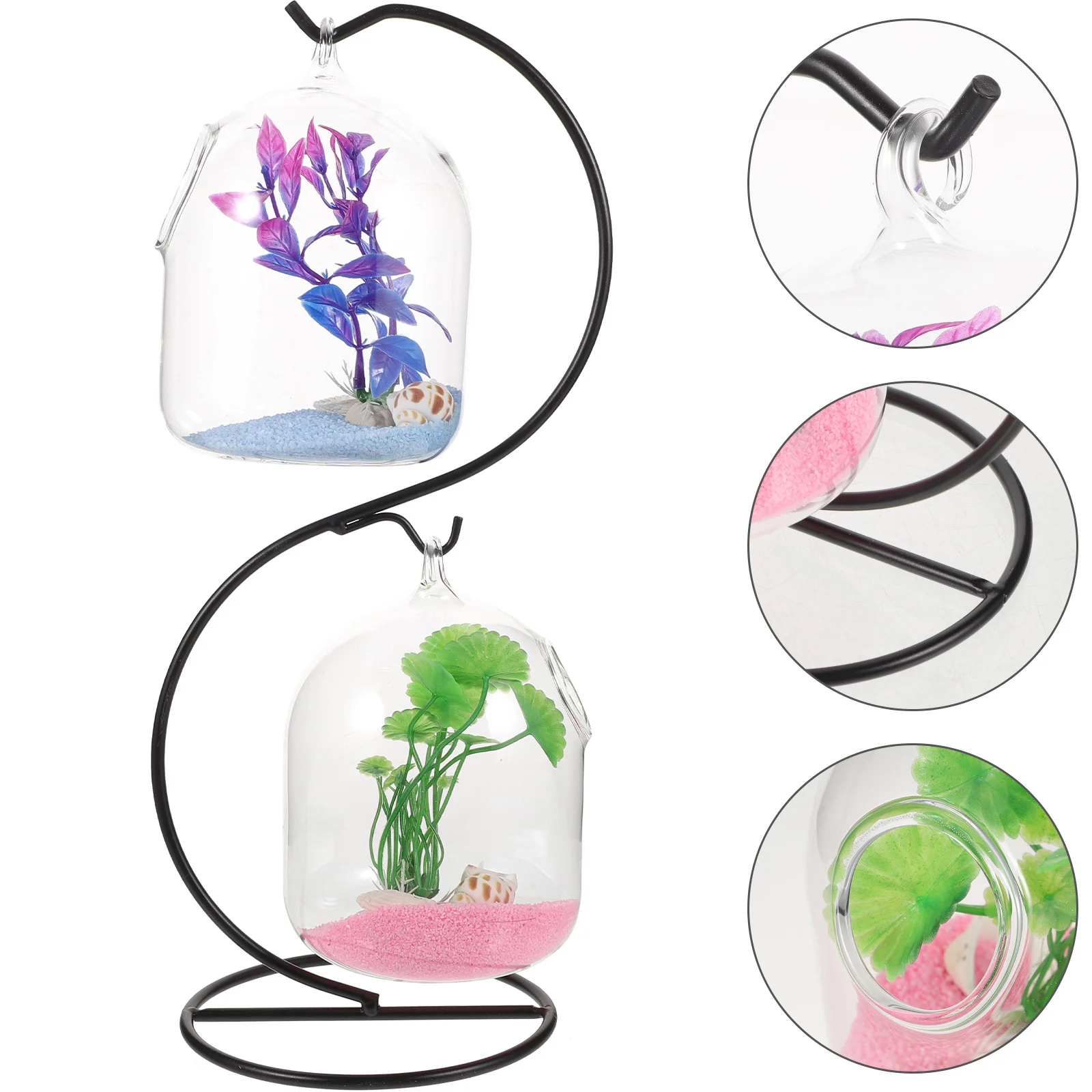 

Fish Tank Glass Goldfish Mini Aquarium with Stand Bowls Bottle Small for Office