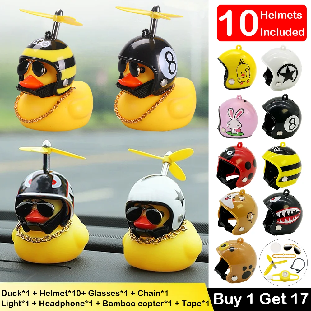 

17-in-1 Fun Bicycle Horn Kids Adults Cute Rubber Yellow Duck Bike Light Cycling Road Propeller Motorcycle Dashboard Decoration