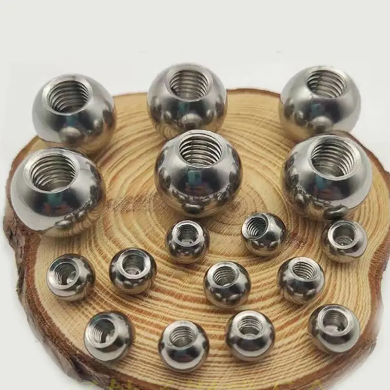 1Pcs M3 M4 Thread Half Hole Metric Stainless Steel Ø5 6 7 8 9 10~50mm Drilling Balls Female Thread Blind Hole Smooth Ball Bead