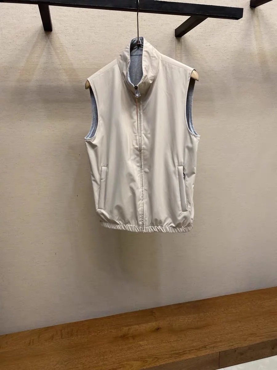 

Итальянский винтажный элитный мужской повседневный воротник на молнии с воротником-стойкой, двусторонний простой жилет Jaet Faion, городской молодежный костюм-стойка