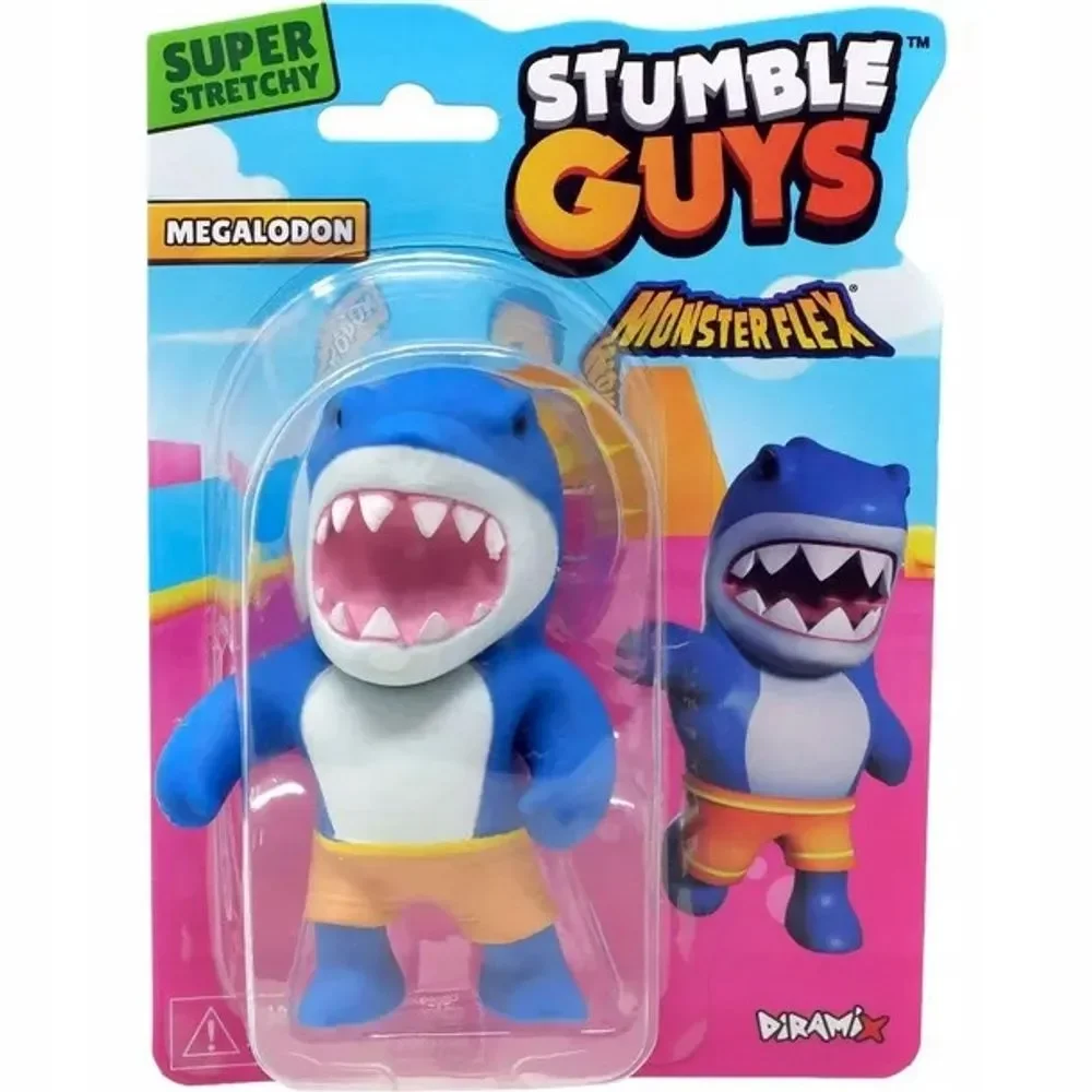 STUMBLE GUYS: Megalodon-Monster Flex shark-Super stretch from Stumble Guys! -Extendable and elastic figure-Original gift-recommended age over 3 years old