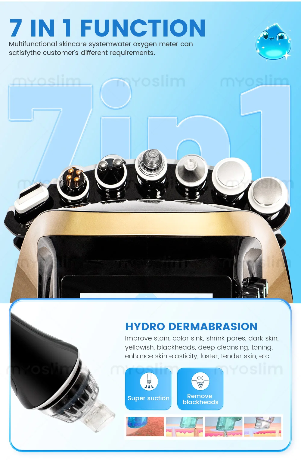 

New Arrival 7 in 1 Hydro Dermabrasion Hydra Machine for Facial Aqua Peel Microdermabrasion Machine Skin Rejuvenation