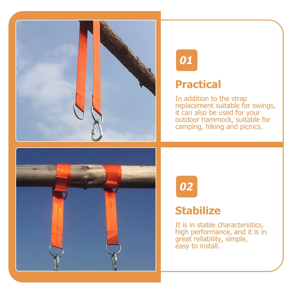 

1Set Tree Swing Straps Reinforced Outdoor Hammock Ropes Camping Picnic Hanging Kit Stainless Carabiner Swing Hanging Straps
