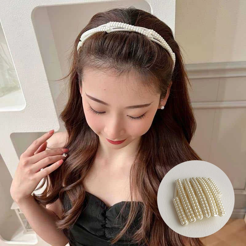 Portable Folding Retractable Hair Band Women Pearl Style Non-Slip Headband Face Wash Hairband Girls Hair Accessories