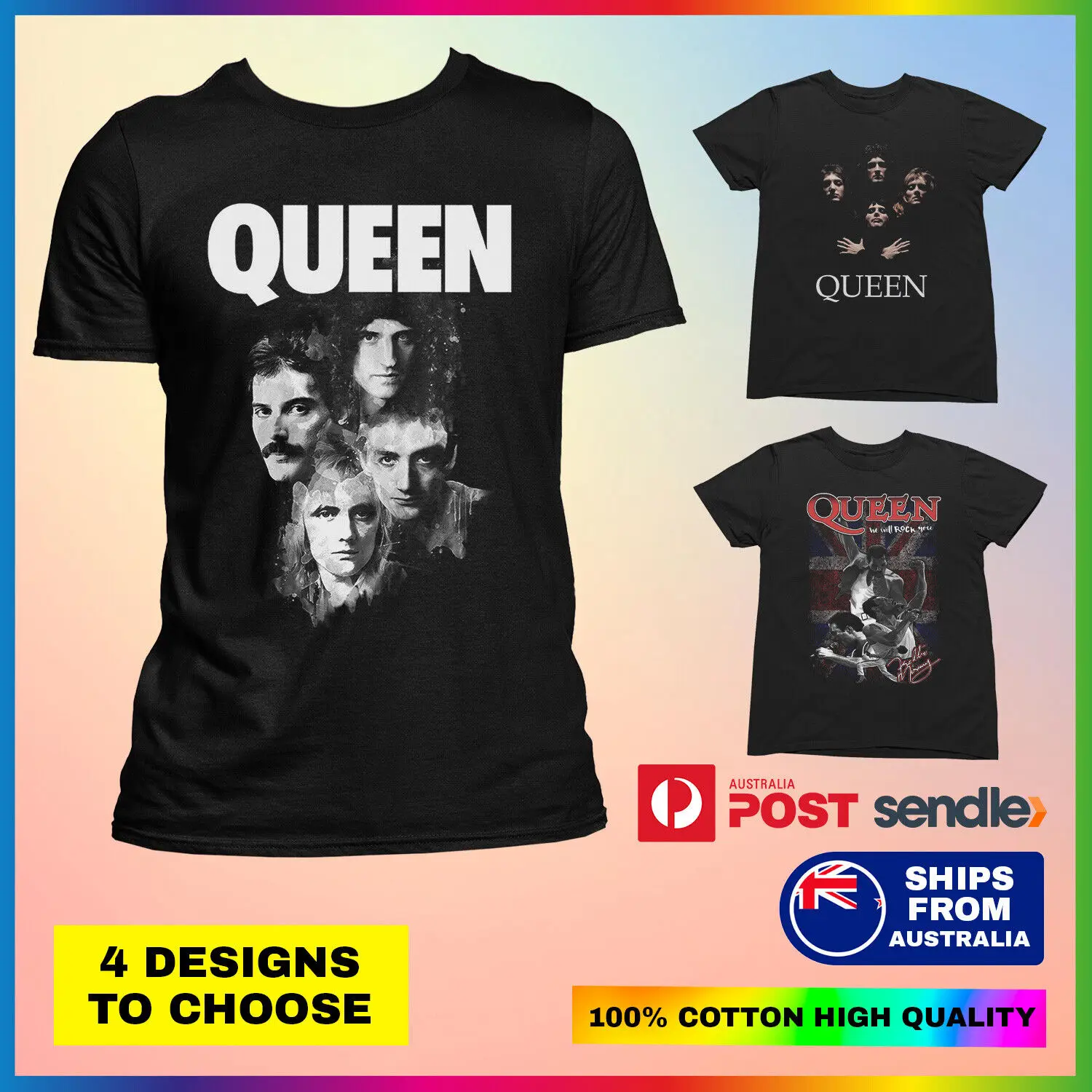 Queen Band T-Shirt - Freddie Mercury Graphic Print T-Shirt - Men's & Women's