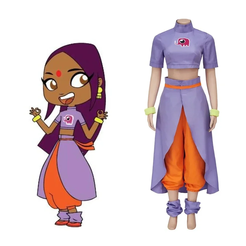 Sally Cosplay Bollywood Kostuum Paars Pak Met Accessoires Vrouwen Meisjes Halloween Feest Outfits Detective Pak