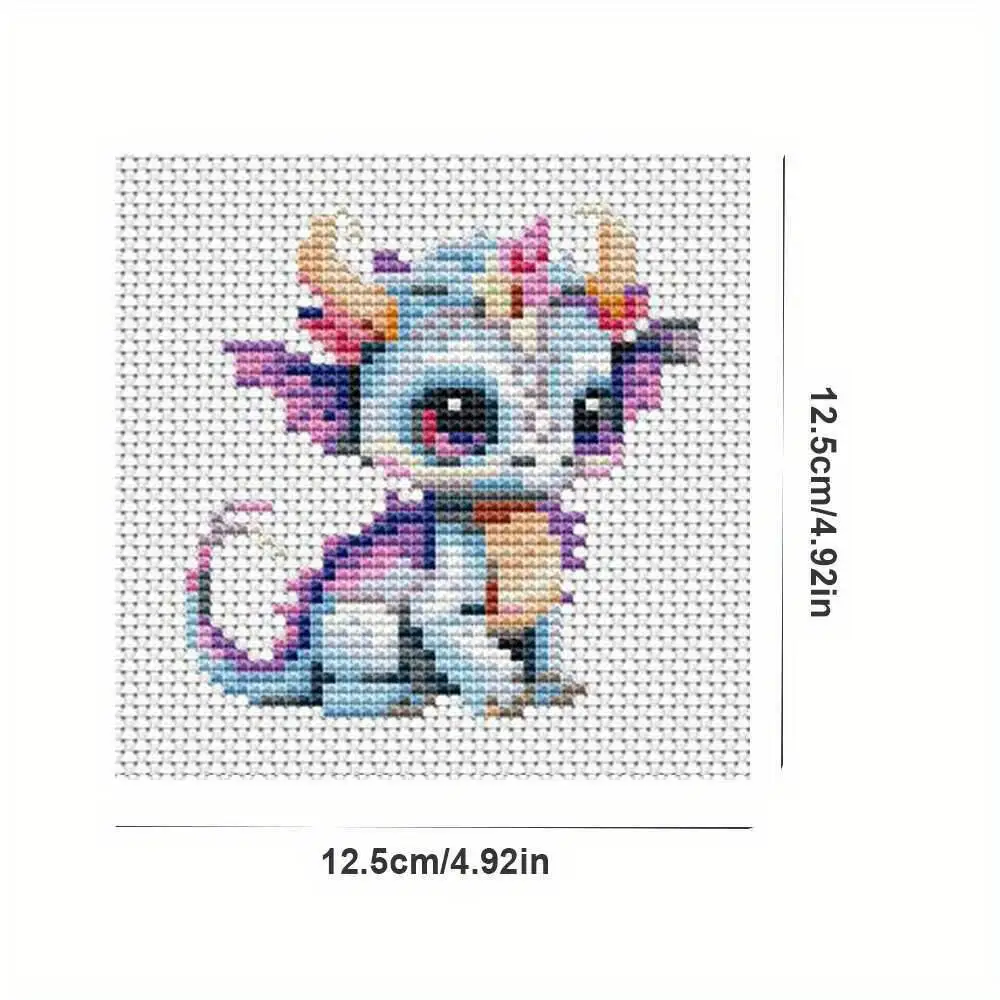 12Pcs Dragon Cross Stitch 11CT Printed Fabric Embroidery Kit Animal Set Needlework Handcraft And Creativity Wall Decoration