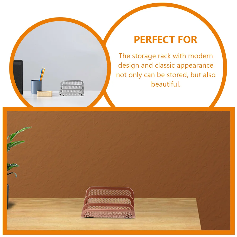 

2pcs Metal File Holder Desktop Book Rack Delicate Office Organizer Magazine Storage Shelf Wear-Resistant Letter Holder Tabletop
